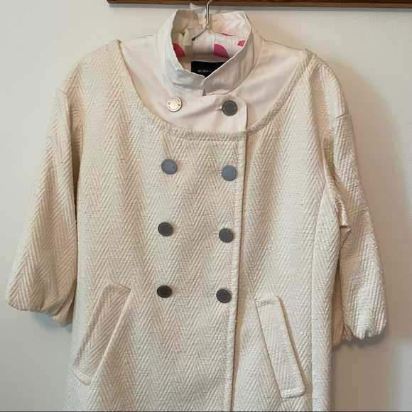 BCBGMaxAzria Double-Breasted Coat Dress Off-White Size M - Picture 9 of 12